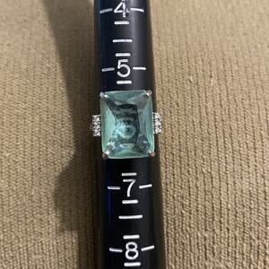 925 sterling silver ring women size 6 Green Rectangle Rhinestones Jewelry